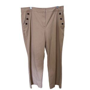 Talbots  Khaki Wide-Leg Pants  Side Button Details Size 16